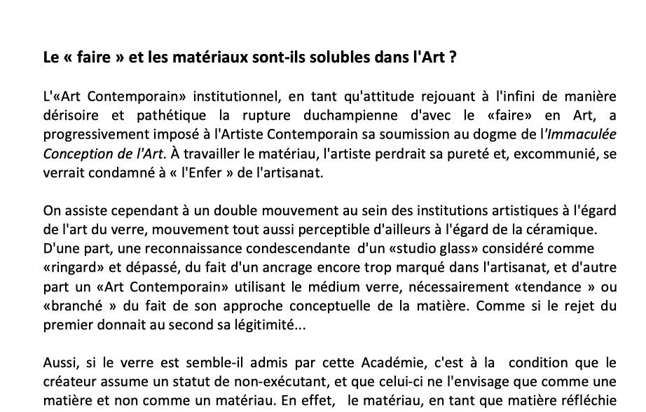 Le "faire" et les matériaux sont-ils solubles dans l'art ?