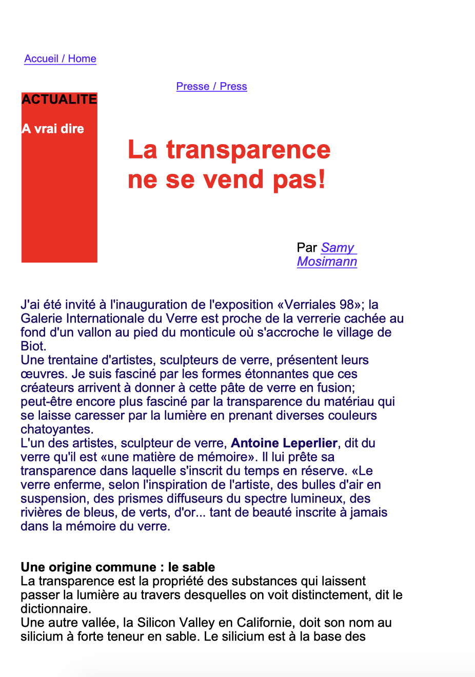  La transparence ne se vend pas !