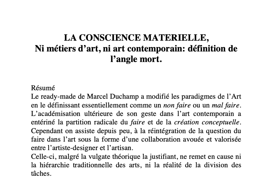 Ni métiers d'art, ni art contemporain, définition de l'angle mort.