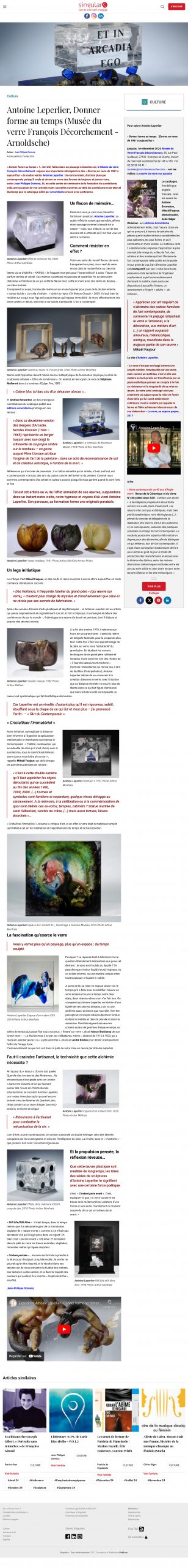 Antoine Leperlier Donner forme au temps